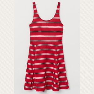 Woman’s White and Red Striped Dress